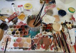 Farbe auf Holz, Marmor- und Dekorationsmalerei